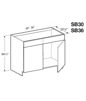 Spokane Polar White Sink Base Cabinet 30" Wide -2 Doors with False Front