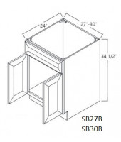 Gramercy White Sink Base Cabinet 27" Wide Double Door