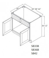 Greystone Shaker Sink Base Cabinet 33" Wide Double Door