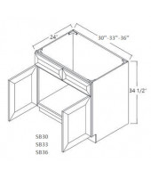Shaker Designer White Sink Base Cabinet-2 Dummy Drawers, 2 Doors