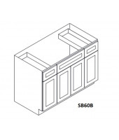 K-Cherry Glaze Sink Base Cabinet 60" Wide - 4 Doors, 2 Drawers
