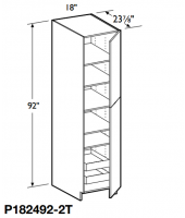 Spokane Polar White Tall Pantry Cabinet 92" High - 2 Doors, 1 Fixed and 4 Adjustable Shelves with 2 Rollout Trays