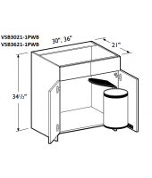 Spokane Polar White Vanity Sink Base Cabinet 30" Wide - 2- Doors, 2 False Drawer Front with Pivot Waste Bin
