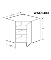 Spokane Polar White Wall Angle Corner Cabinet 24" Wide and 30" High Single Door with 2 Adjustable Shelves