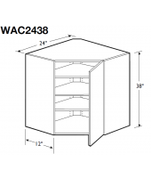 Spokane Polar White Wall Angle Corner Cabinet 24" Wide and 38" High Single Door with 3 Adjustable Shelves