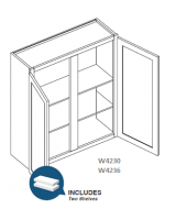 Shaker Designer White Wall Cabinet- 2 Doors, 2 Adjustable Shelves