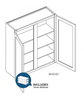 Shaker Designer White Wall Cabinet- 2 Doors, 3 Adjustable Shelves