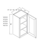 Pepper Shaker Wall Cabinet 12W x 30H Single Door, 2 Shelves