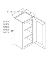 Signature Pearl Wall Cabinet 12W x 36H Single Door, 2 Shelves