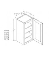 Ice White Shaker Wall Cabinet 12W x 42H Single Door, 3 Shelves