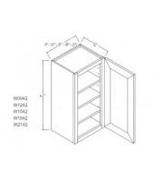 Ice White Shaker Wall Cabinet 09W x 42H Single Door, 3 Shelves