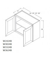 Greystone Shaker Wall Cabinet 24W x 24H Double Door with 1 Shelf