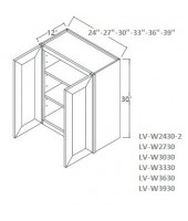 Shaker Designer White Wall Cabinet- 2 Doors, 2 Adjustable Shelves