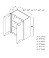 Lenox Mocha Wall Cabinet- 2 Doors, 2 Adjustable Shelves