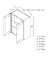 Shaker Designer White Wall Cabinet- 2 Doors, 2 Adjustable Shelves