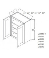 Taylor White Wall Cabinet- 2 Doors, 3 Adjustable Shelves