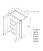 Shaker Designer White Wall Cabinet- 2 Doors, 3 Adjustable Shelves