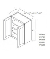 K-Cinnamon Glaze Wall Cabinet 24W x 42H Double Door with 3 Shelves
