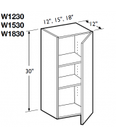 Spokane Polar White Wall Cabinet 12" Wide and 30" High - 1 Door, 2 Adjustable Shelves