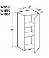 Spokane Polar White Wall Cabinet 15" Wide and 30" High - 1 Door, 2 Adjustable Shelves