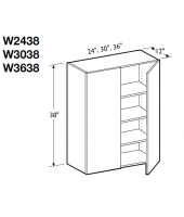 Spokane Polar White Wall Cabinet 36" Wide and 38" High - 2 Doors, 3 Adjustable Shelves