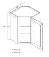 Lenox Mocha Corner Wall Cabinet-1 Door, 2 Adjustable Shelf