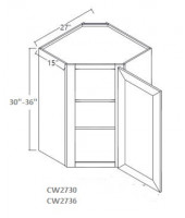 Shaker Designer White Corner Wall Cabinet-1 Door, 2 Adjustable Shelf