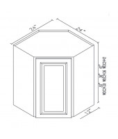 Ice White Shaker Wall Diagonal Corner 36" High Single Door with 2 Shelves