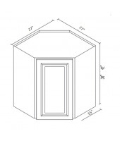 Ice White Shaker Wall Diagonal Corner 27" W x 42" H Single Door with 3 Shelves