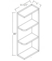 Gramercy White Wall & Base Open End Shelf 30" High - No Door, 2 Fixed Shelves