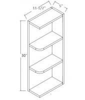 Pepper Shaker Wall & Base Open End Shelf 30" High - No Door, 2 Fixed Shelves