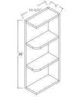 Sienna Rope Wall & Base Open End Shelf 36" High - No Door, 2 Fixed Shelves