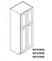 Nova Light Grey Shaker Tall Pantry Cabinet 24"W x 90"H - 4 Doors, 1 Fixed and 5 Adjustable Shelves