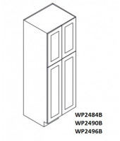 Greystone Shaker Tall Pantry Cabinet 24"W x 96"H - 4 Doors, 1 Fixed and 6 Adjustable Shelves