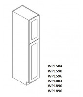 Nova Light Grey Shaker Tall Pantry Cabinet 15"W x 90"H - 2 Doors, 1 Fixed and 5 Adjustable Shelves
