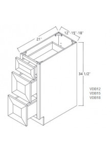 Stone Grey Shaker Vanity Drawer Base Cabinet - 3 Drawers