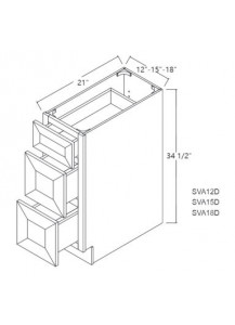 Taylor White Vanity Drawer Base Cabinet - 3 Drawers