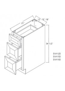 Lenox Mocha Vanity Drawer Base Cabinet - 3 Drawers