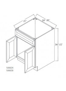 Pecan Vanity Sink Base Cabinet - 1 Dummy Drawer, 2 Doors