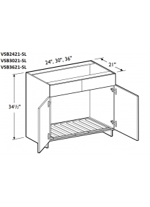 Grenada Twilight Vanity Sink Base Cabinet 24" Wide - 2- Doors, 2 False Drawer Front with Liner