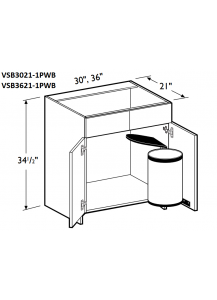 Grenada Twilight Vanity Sink Base Cabinet 30" Wide - 2- Doors, 2 False Drawer Front with Pivot Waste Bin