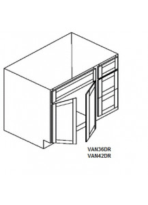 Stone Grey Shaker Vanity Sink Base Cabinet - 2 Dummy Drawer, 2 Drawers, 1 Door (Drawers On The Right, Doors On The Left)