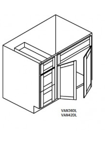 Stone Grey Shaker Vanity Sink Base Cabinet - 2 Dummy Drawer, 2 Drawers, 1 Door (Drawers On The Left, Doors On The Right)