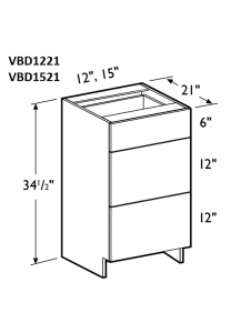 Madrid Twilight Vanity Sink Base Cabinet 12" Wide - 3 Drawers