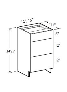 Gramercy White Vanity 3 Drawer Cabinet 12" Wide