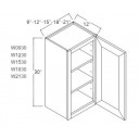 Wall Cabinet 21W x 30H Single Door, 2 Shelves