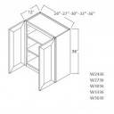 Wall Cabinet 36W x 36H Double Door with 2 Shelves